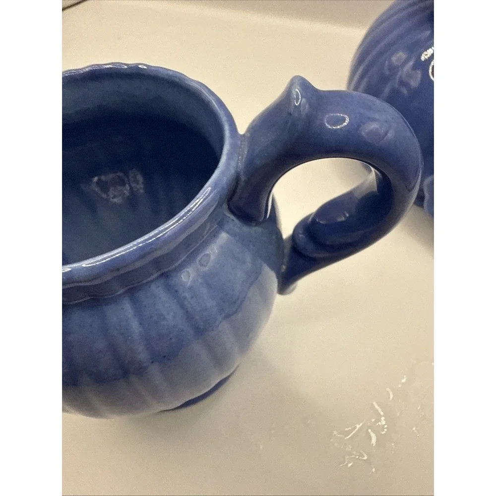 Stangl Pottery Cream And Sugar Set‎ Colonial Blue MCM Vintage